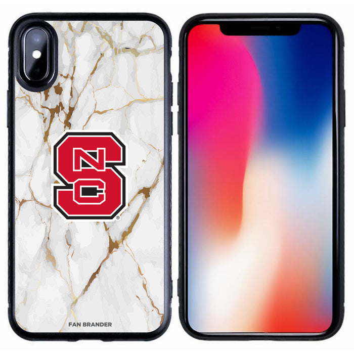 Fan Brander Black Slim Phone case with NC State Wolfpack White Marble design