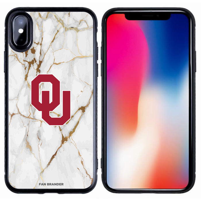 Fan Brander Black Slim Phone case with Oklahoma Sooners White Marble design