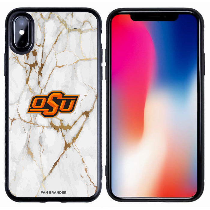 Fan Brander Black Slim Phone case with Oklahoma State Cowboys White Marble design