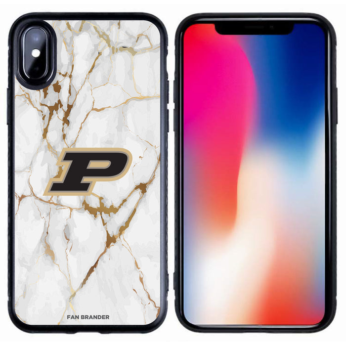 Fan Brander Black Slim Phone case with Purdue Boilermakers White Marble design