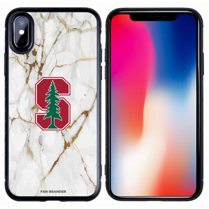 Fan Brander Black Slim Phone case with Stanford Cardinal White Marble design