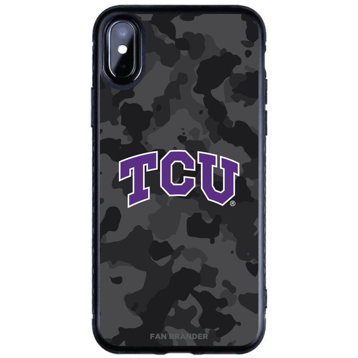 Fan Brander Black Slim Phone case with Texas Christian University Horned Frogs Urban Camo design