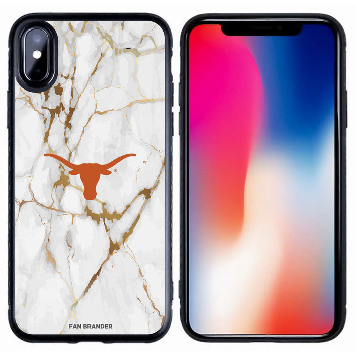 Fan Brander Black Slim Phone case with Texas Longhorns  White Marble design