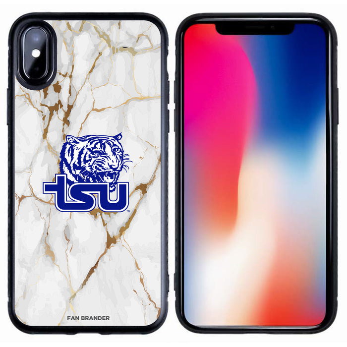 Fan Brander Black Slim Phone case with Tennessee State Tigers White Marble design