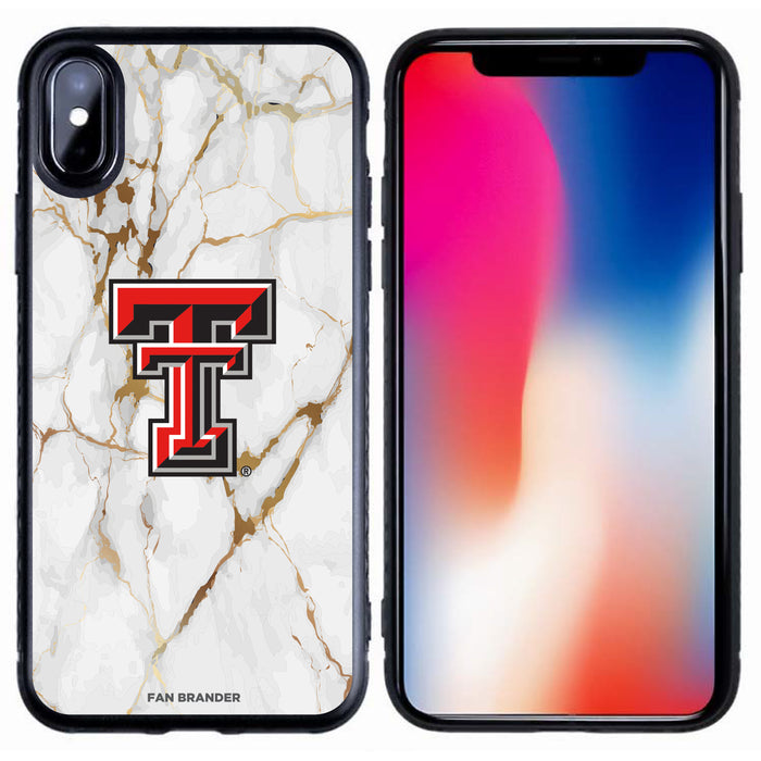 Fan Brander Black Slim Phone case with Texas Tech Red Raiders White Marble design