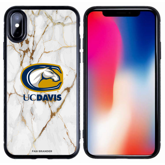 Fan Brander Black Slim Phone case with UC Davis Aggies White Marble design