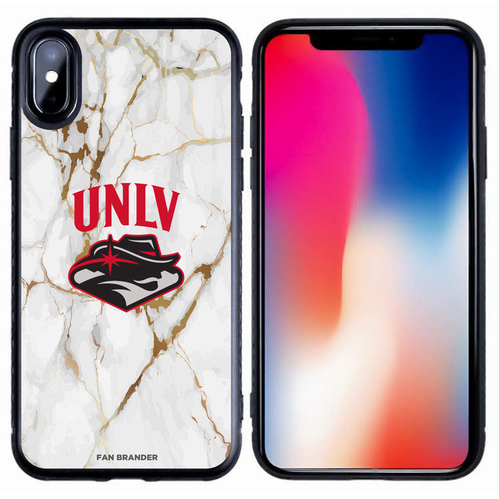 Fan Brander Black Slim Phone case with UNLV Rebels White Marble design