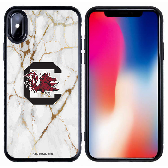 Fan Brander Black Slim Phone case with South Carolina Gamecocks White Marble design