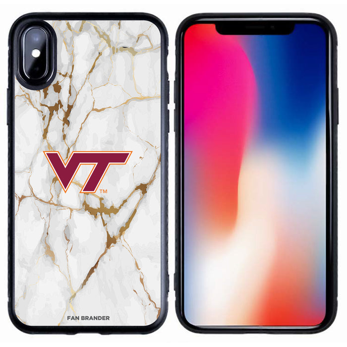Fan Brander Black Slim Phone case with Virginia Tech Hokies White Marble design