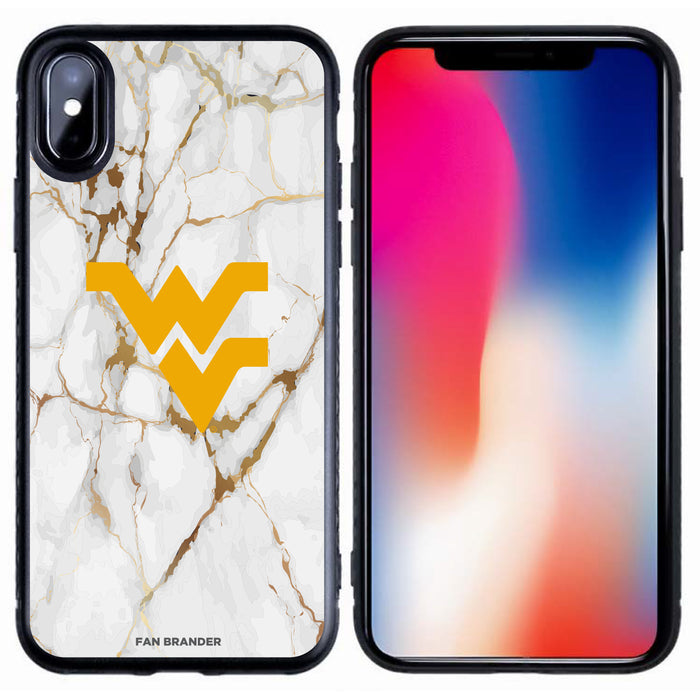 Fan Brander Black Slim Phone case with West Virginia Mountaineers White Marble design