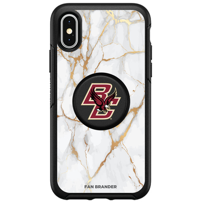 OtterBox Otter + Pop symmetry Phone case with Boston College Eagles Primary Logo and White Marble design