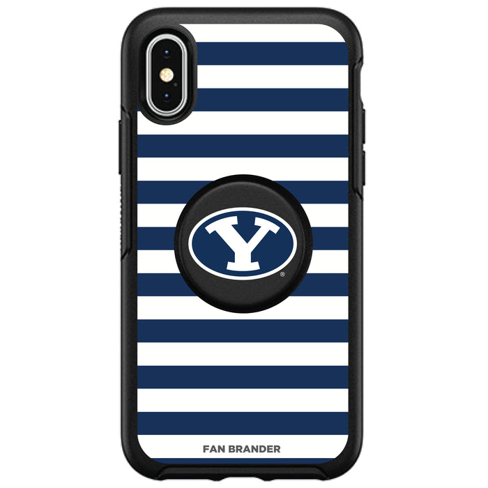 OtterBox Otter + Pop symmetry Phone case with Brigham Young Cougars Primary Logo and Striped Design