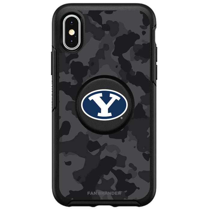 OtterBox Otter + Pop symmetry Phone case with Brigham Young Cougars Urban Camo background