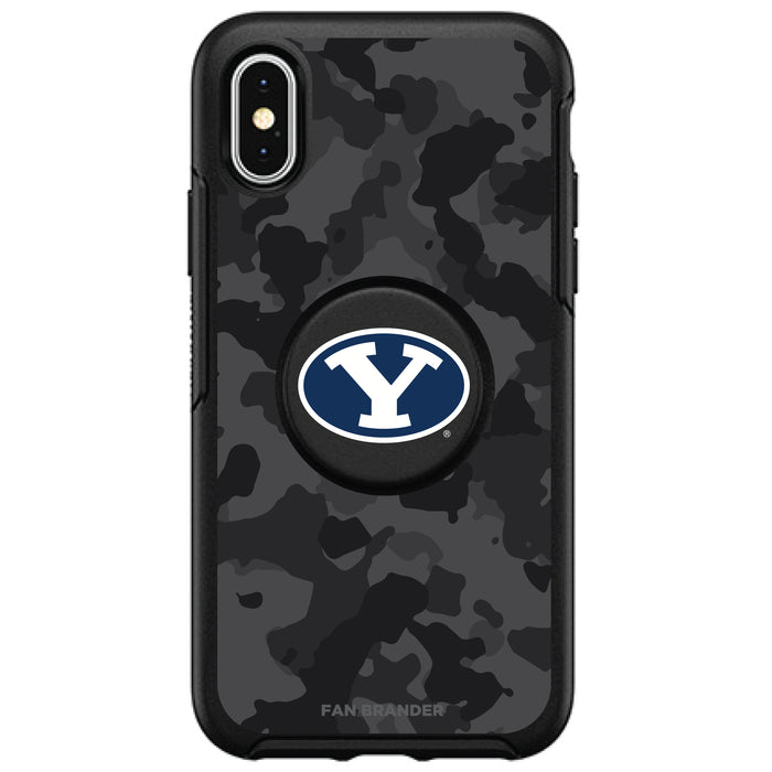 OtterBox Otter + Pop symmetry Phone case with Brigham Young Cougars Primary Logo and Urban Camo design