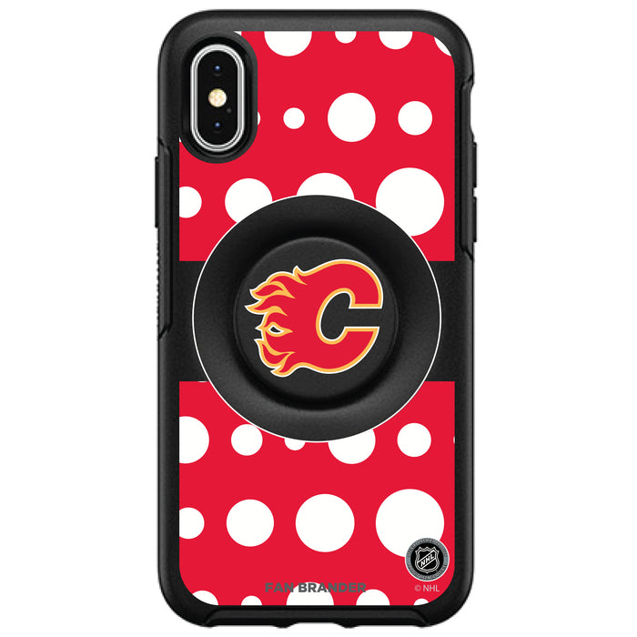 OtterBox Otter + Pop symmetry Phone case with Calgary Flames Polka Dots design
