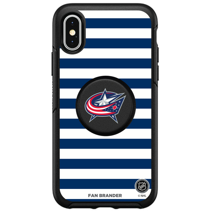 OtterBox Otter + Pop symmetry Phone case with Columbus Blue Jackets Stripes Design