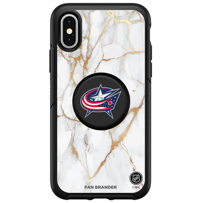 OtterBox Otter + Pop symmetry Phone case with Columbus Blue Jackets White Marble design