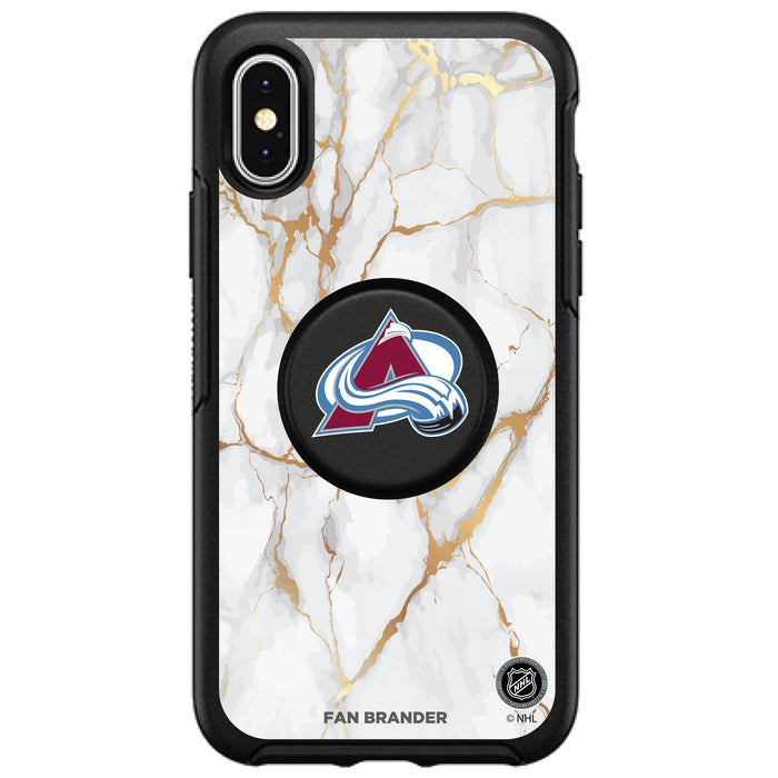 OtterBox Otter + Pop symmetry Phone case with Colorado Avalanche White Marble design