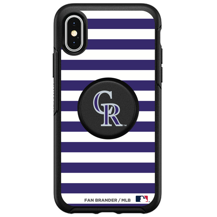 OtterBox Otter + Pop symmetry Phone case with Colorado Rockies Primary Logo and Striped Design