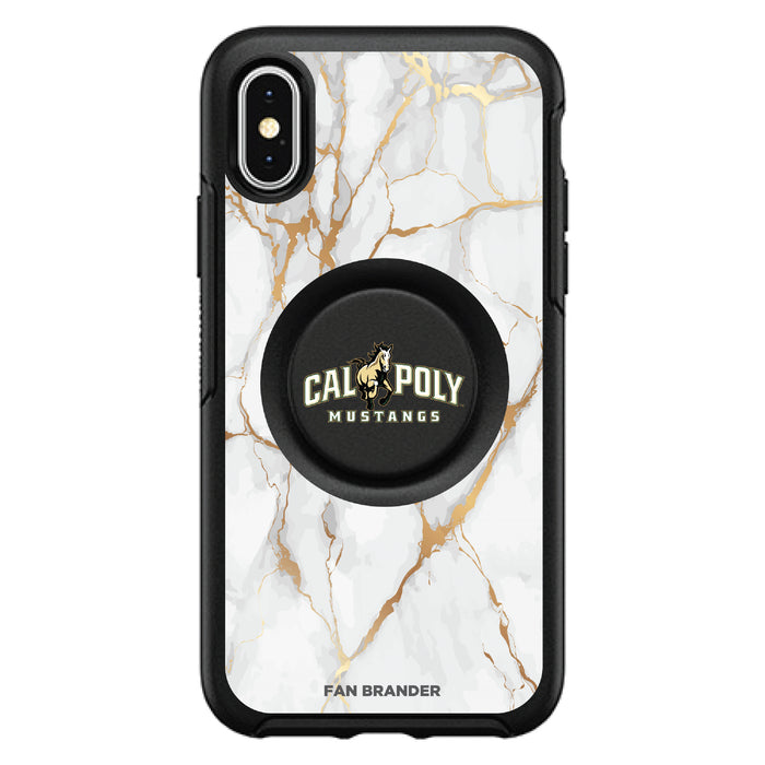 OtterBox Otter + Pop symmetry Phone case with Cal Poly Mustangs White Marble Background