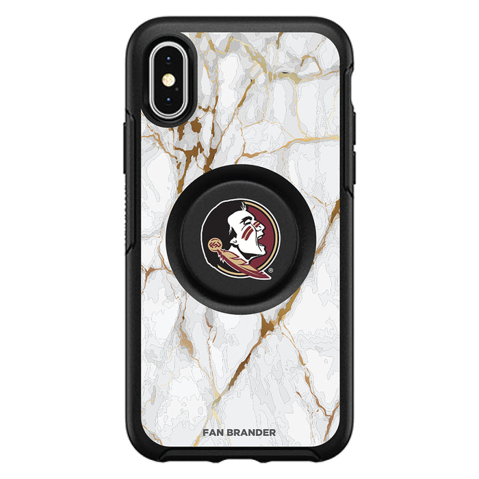 OtterBox Otter + Pop symmetry Phone case with Florida State Seminoles White Marble Background