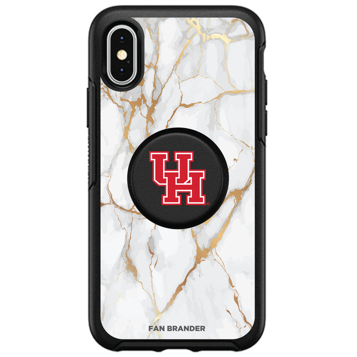 OtterBox Otter + Pop symmetry Phone case with Houston Cougars White Marble Background