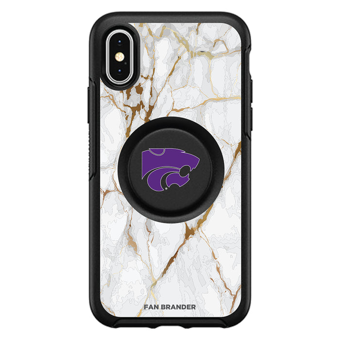 OtterBox Otter + Pop symmetry Phone case with Kansas State Wildcats White Marble Background