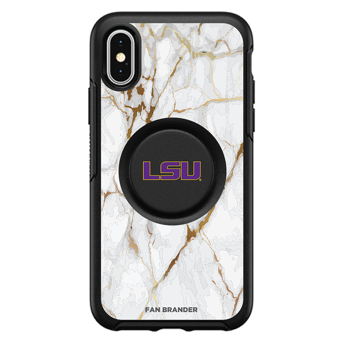 OtterBox Otter + Pop symmetry Phone case with LSU Tigers White Marble Background