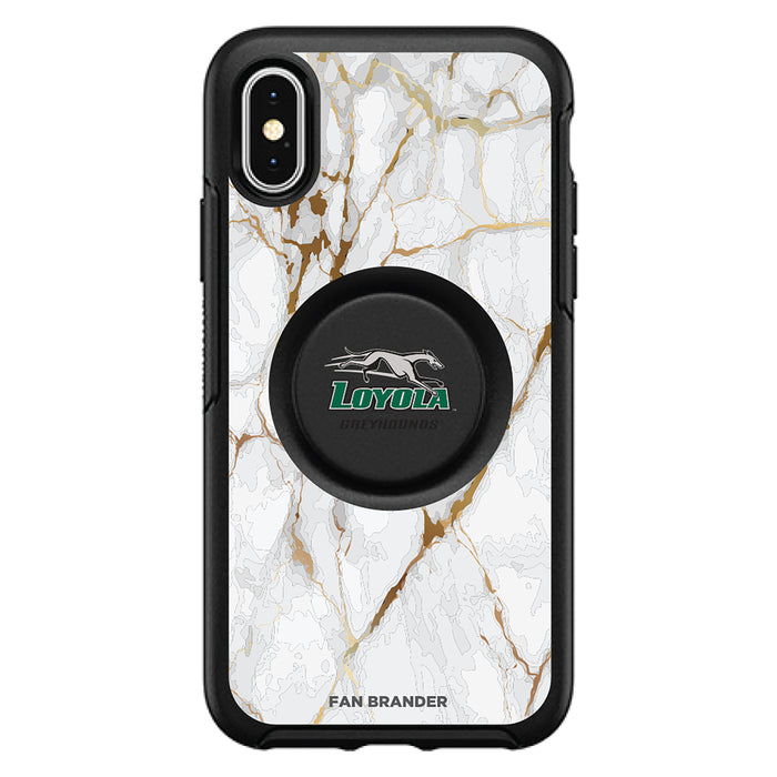 OtterBox Otter + Pop symmetry Phone case with Loyola Univ Of Maryland Hounds White Marble Background