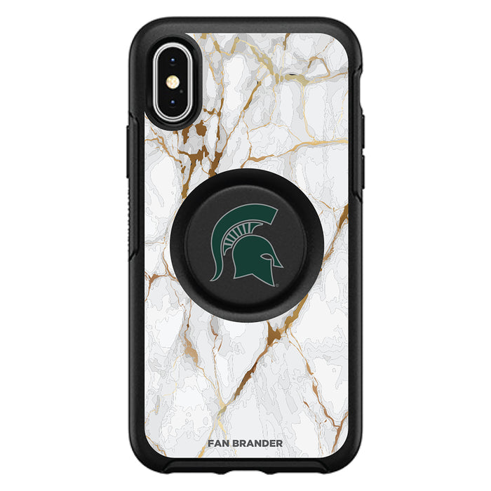 OtterBox Otter + Pop symmetry Phone case with Michigan State Spartans White Marble Background
