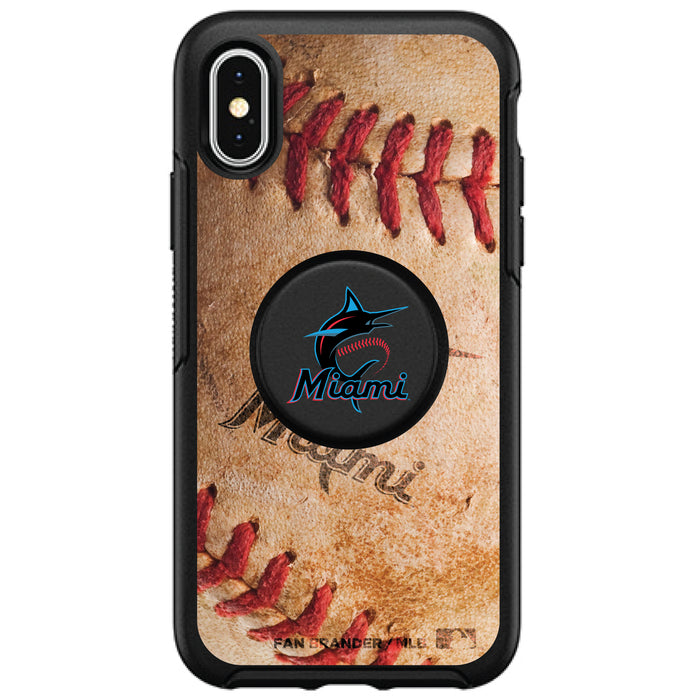 OtterBox Otter + Pop symmetry Phone case with Miami Marlins Primary Logo with Baseball Design