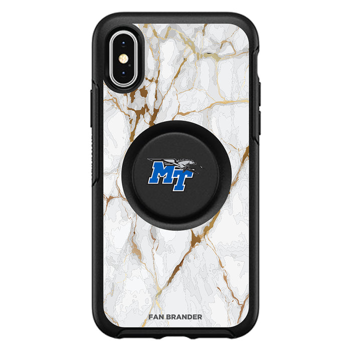 OtterBox Otter + Pop symmetry Phone case with Middle Tennessee State Blue Raiders White Marble Background