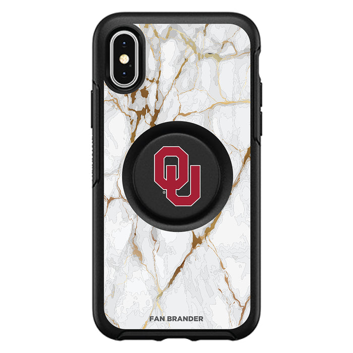 OtterBox Otter + Pop symmetry Phone case with Oklahoma Sooners White Marble Background