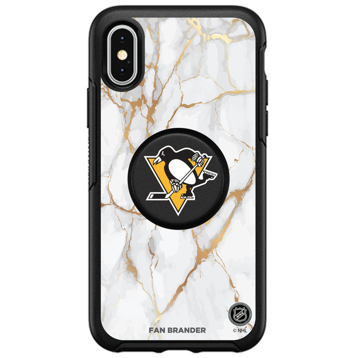 OtterBox Otter + Pop symmetry Phone case with Pittsburgh Penguins White Marble design