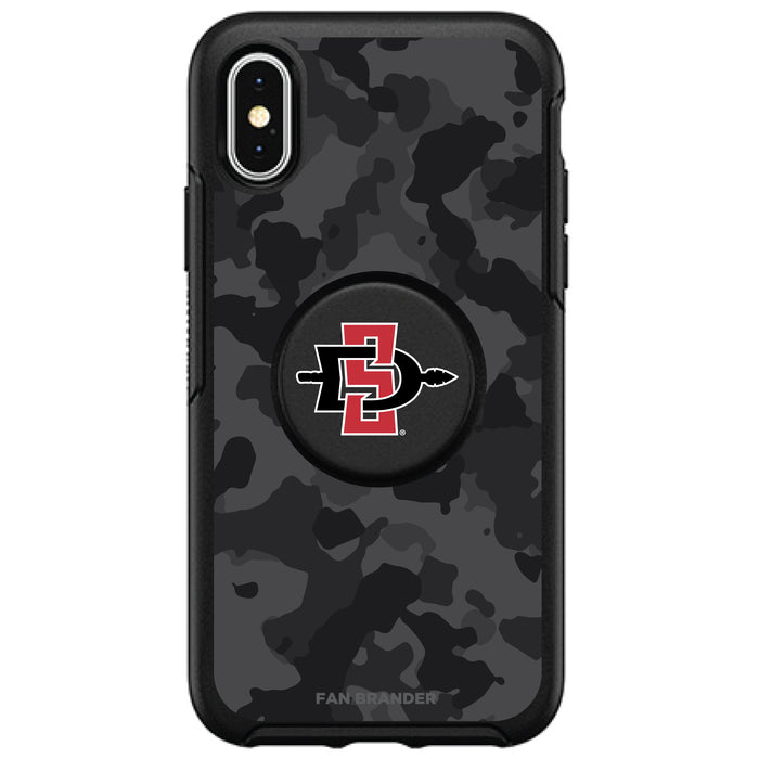 OtterBox Otter + Pop symmetry Phone case with San Diego State Aztecs Urban Camo background