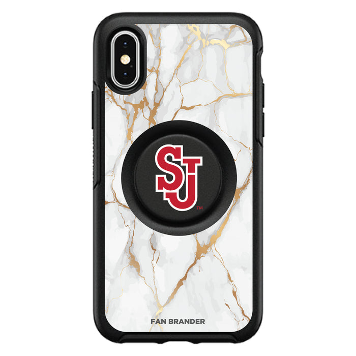 OtterBox Otter + Pop symmetry Phone case with St. John's Red Storm White Marble Background