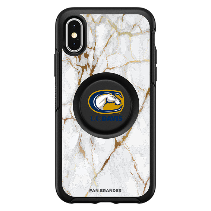 OtterBox Otter + Pop symmetry Phone case with UC Davis Aggies White Marble Background