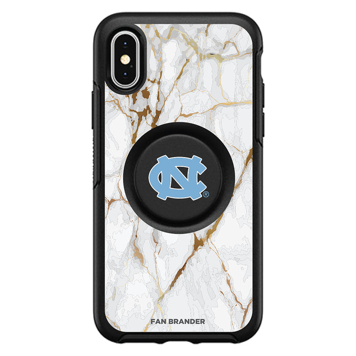 OtterBox Otter + Pop symmetry Phone case with UNC Tar Heels White Marble Background