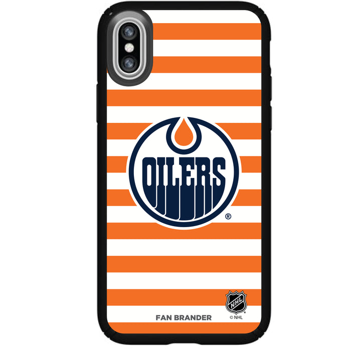 Speck Black Presidio Series Phone case with Edmonton Oilers Stripes design
