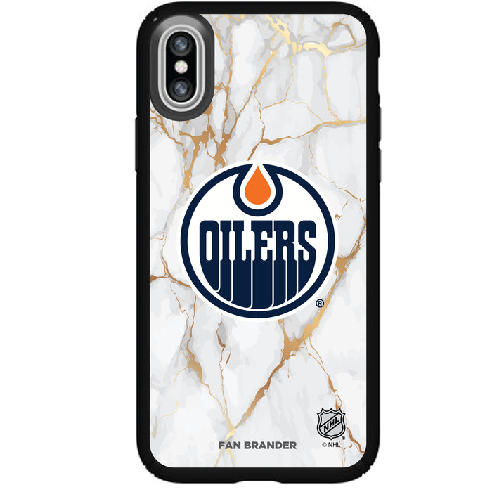 Speck Black Presidio Series Phone case with Edmonton Oilers White Marble design