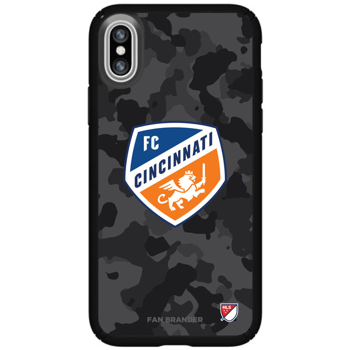 Speck Black Presidio Series Phone case with FC Cincinnati Urban Camo Background