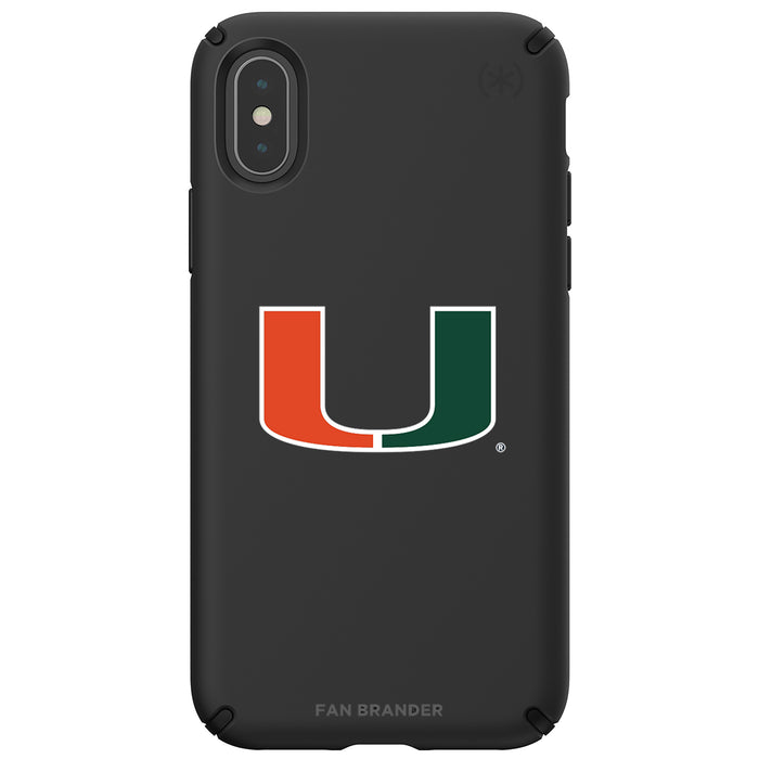 Speck Black Presidio Series Phone case with Miami Hurricanes Primary Logo