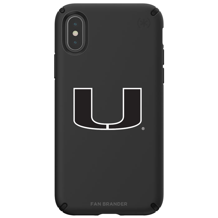 Speck Black Presidio Series Phone case with Miami Hurricanes Primary Logo in Black