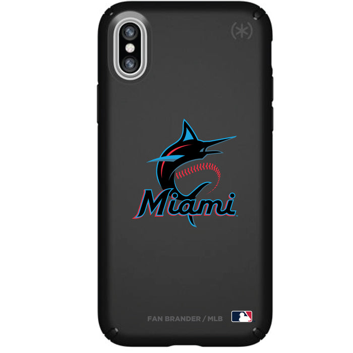Speck Black Presidio Series Phone case with Miami Marlins Primary Logo