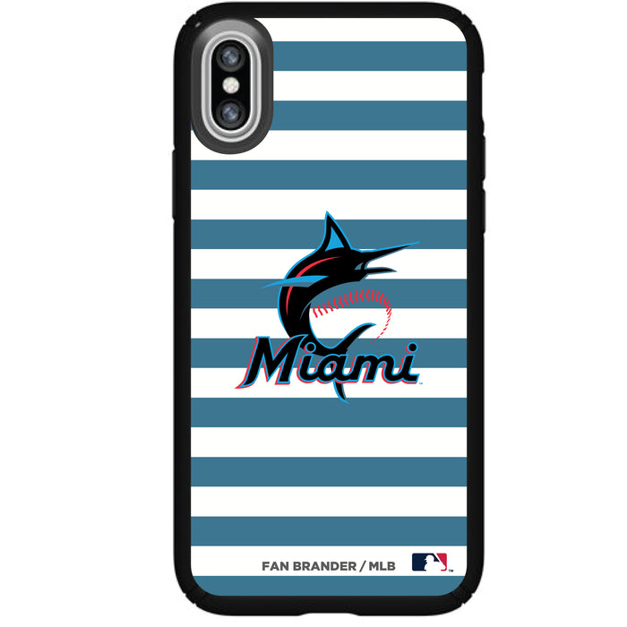 Speck Black Presidio Series Phone case with Miami Marlins Striped Design