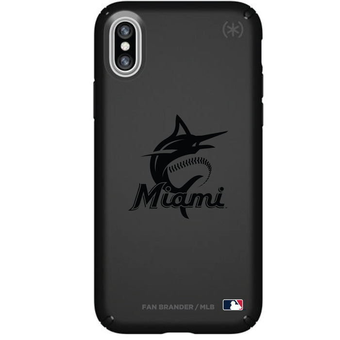 Speck Black Presidio Series Phone case with Miami Marlins Primary Logo in Black