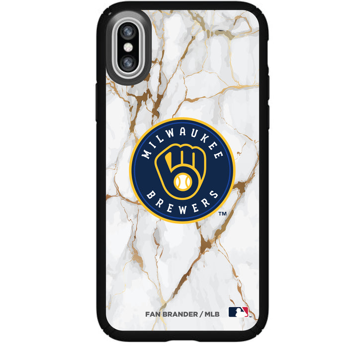 Speck Black Presidio Series Phone case with Milwaukee Brewers Primary Logo with White Marble