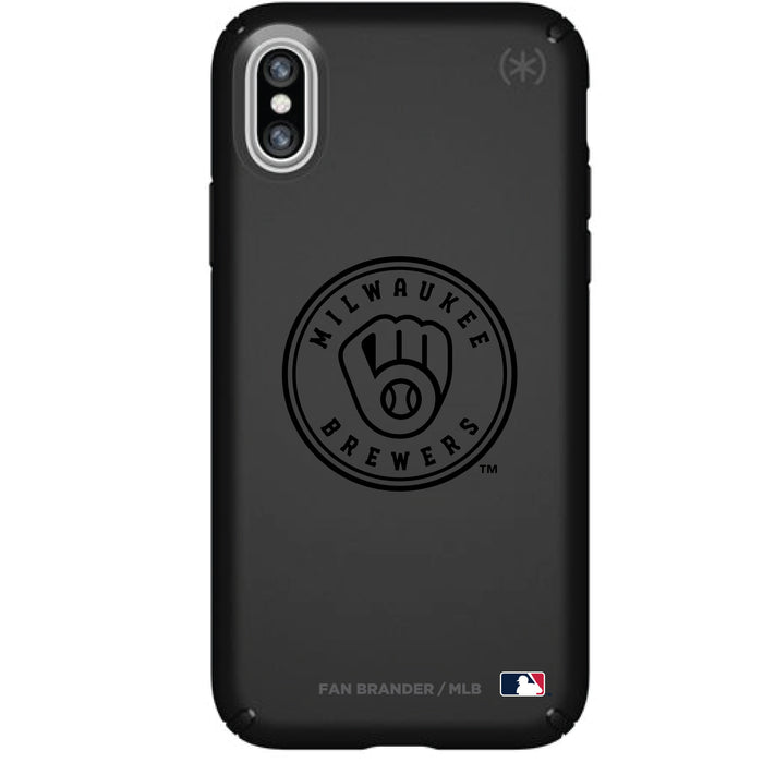 Speck Black Presidio Series Phone case with Milwaukee Brewers Primary Logo in Black
