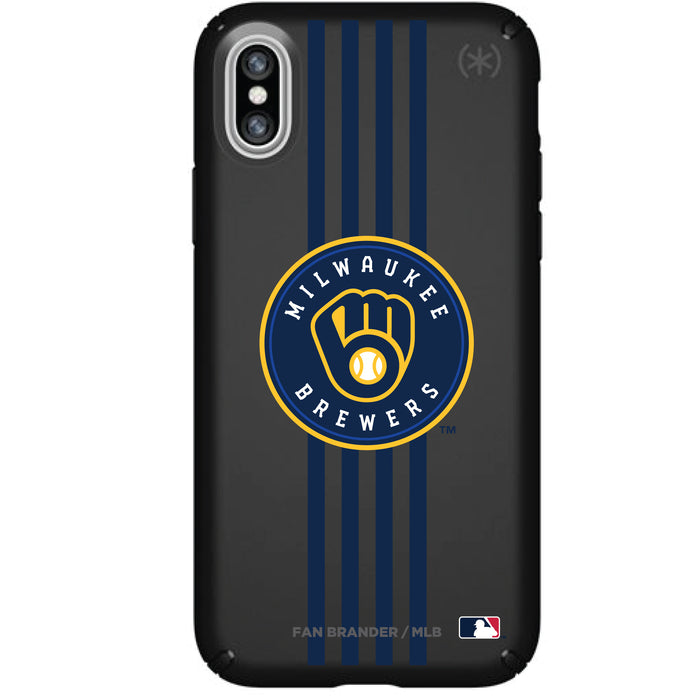 Speck Black Presidio Series Phone case with Milwaukee Brewers Primary Logo with Vertical Stripes