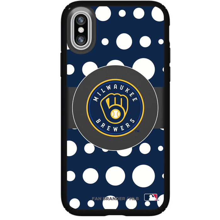 Speck Black Presidio Series Phone case with Milwaukee Brewers Primary Logo with Polka Dots
